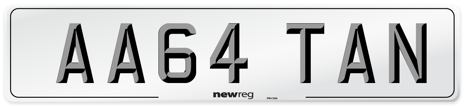 AA64 TAN Number Plate from New Reg